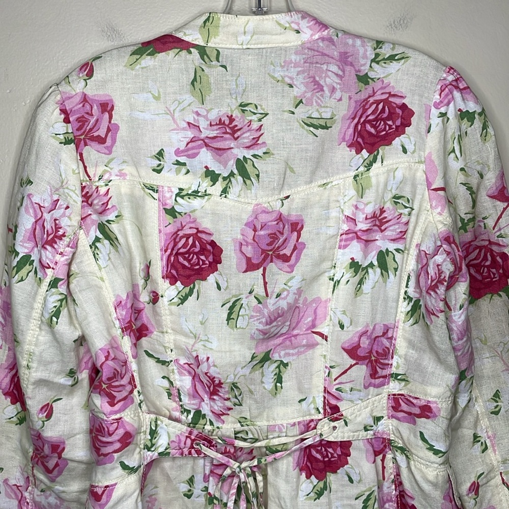 BANANA REPUBLIC Fabric Blazer Floral Linen Covered Buttons Cottagecore 8 - Picture 5 of 12